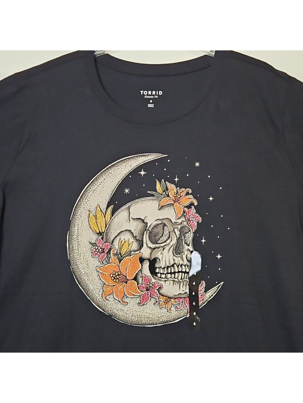 NWT Torrid Classic Fit Heritage Jersey Crew Graphic TShirt Sz 4X 26 Skull Black